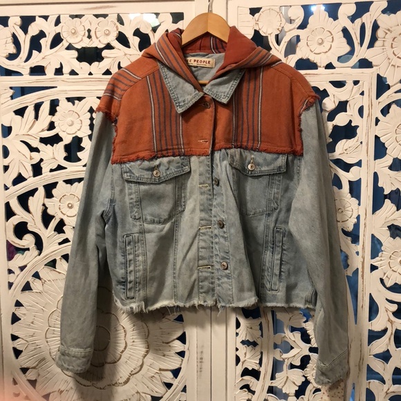 Free People Baja Hooded Denim Jacket M - Picture 4 of 16